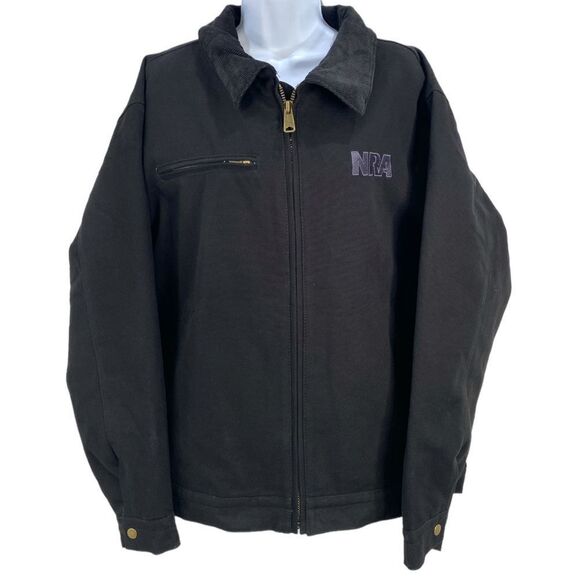 Burks Bay NRA Member Men's Jacket Black Canvas Flannel Lined Size Large - Picture 1 of 12